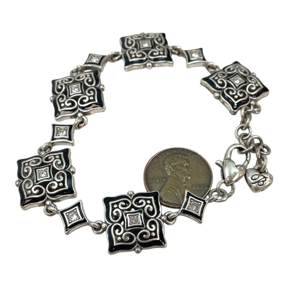 Brighton Alcazar Rhinestone Enamel Scrolled Link Bracelet 1826 - Picture 3 of 4